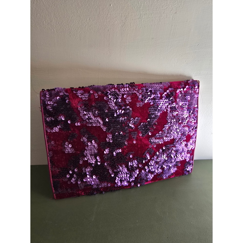 A New Day Velvet Sequin Envelope Clutch – Wine & Purple